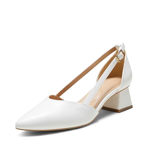 Arromic Women's Low Chunky Heels Pointed Closed Toe Pumps Buckle Chunky Block Heel Dress Slip On D'Orsay Wedding Party Office Shoes - Main Image