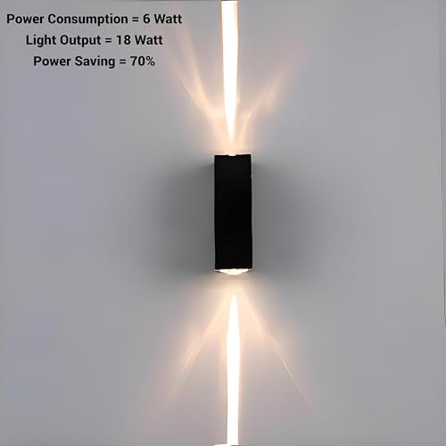 Image of FILLISKA LED Indoor UP Down Wall Light, Warm White Colour with Shockproof Alluminium White Body (Lazer Beam 1Up & 1 Down)(1 Year Warranty)