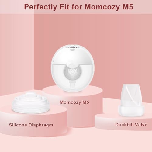 Image of 10PCS M5 Breast Pump Replacement Parts, 6pcs Silicone Duckbill Valve & 4pcs Silicone Diaphragm Compatible with Momcozy M5 Wearable Breastpump, Mom Cozy Breastfeeding Essential Accessories
