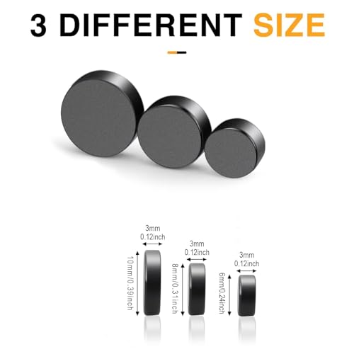 Image of TRYMAG Small Strong Rare Earth Magnets, 3 Sizes 30pcs, Small Neodymium Black Fridge Magnets for Whiteboard, Billboard, Hobbies, Office, Round Button Magnets