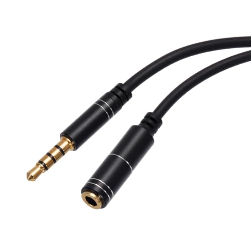 Cable Extensión Auxiliar 3.5mm Macho a Hembra 2m Negro miniatura 1