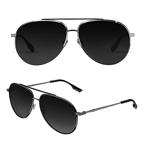 Image of LUENX Aviator Sunglasses for Women Men Polarized Lens Trendy Sun Glasses - UV 400 Protection 60MM with Accessories Driving