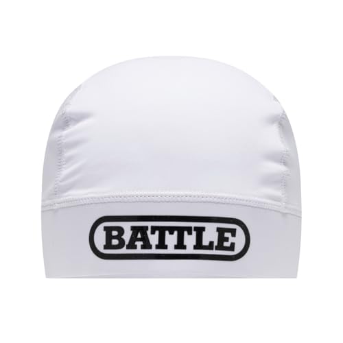 Battle Sports Pro Athletic Skull Cap, Moisture-Wicking, Ventilated Elastic Band (US, Alpha, One Size, White)