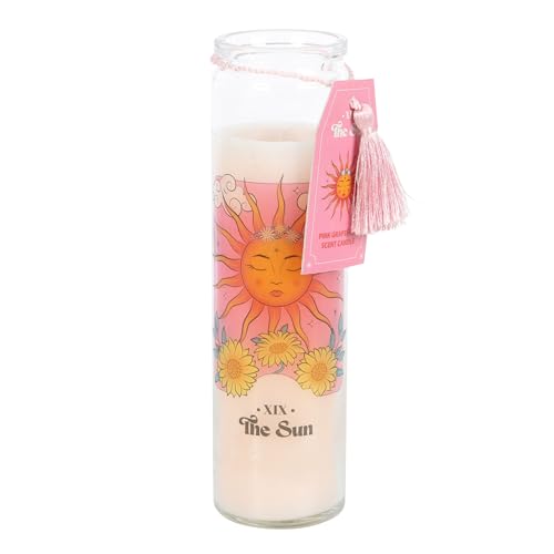 Sun Tarot Bougie parfumée pamplemousse rose – Décoration de chambre esthétique, accessoires de maison céleste, éclairage unique de l'espace – parfum d'agrumes énergisant