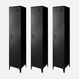 1 porte sweeek - Armoire Chambre Enfant en Acier Noir. 4 espaces de Rangement. casier. L 38 x P 38 x H 180 cm