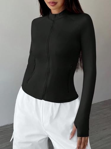 Chic Women's Casual Coat - Black Long Sleeve Zipper Jacket in X-Small for Effortless Style - Image 6