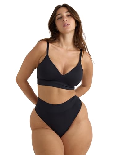 Organic Basics Women's Smooth Thong Seamless Underwear, Black, Medium