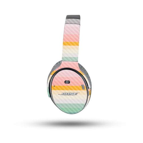 Image of MightySkins Carbon Fiber Skin Compatible with Bose QuietComfort 35 II Headphones - Horizon Stripes | Protective, Durable Textured Carbon Fiber Finish | Easy to Apply