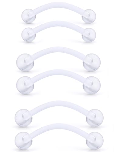 Lcolyoli Plastic Snake Eyes Piercing Jewelry Tongue Ring 14G Clear Frog Eyes Tongue Rings Bar Length 12mm 14mm 16mm Curved Barbell Retainer Pregnancy Belly Rings for Women