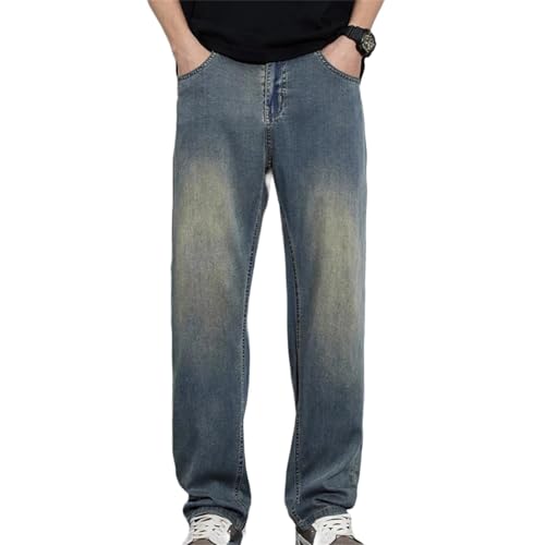Men's Spring Fall Jeans – Business Casual Denim Pants, Thin Elastic Straight Fashion Trousers