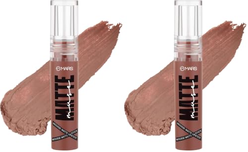 Image of MARS Matte Muse Mousse Lipstick (3ml) (12-LOVE LADY) with Doe-Foot Applicator | Highly Pigmented | Smooth Texture | Hydrating Formula | Blurry Lips Effect (Pack of 2)