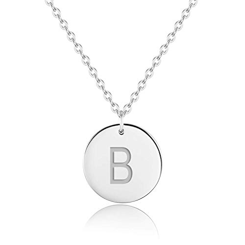 Preisvergleich Produktbild URBANHELDEN - Buchstaben-Kette - Silber Damen-Kette mit deinem Wunschbuchstaben - Wunschgravur Alphabet - Personalisierte Buchstabenkette - Schmuck Silber - Buchstabe B