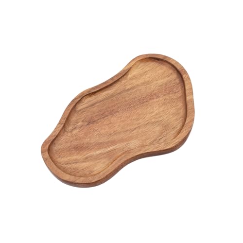 Serviertablett Holz Holztablett Klein Deko Tablett Unregelmäßig Küchentablett Schmucktablett Servierplatte für Geschirr Getränke Frühstück Obst Dessert Snacks Schmuck Schlüssel