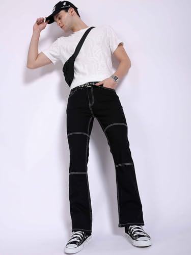 Image of The Indian Garage Co Men Bootcut Solid Mid-Rise Stretchable Jeans