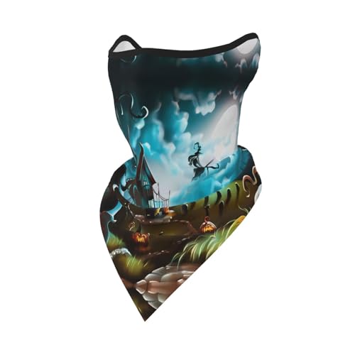 POEZJZW Bandana con estampado de calabazas de Halloween con estampado de cementerio para la cabeza, bufanda facial, calentador de cuello, multifuncional, sin costuras