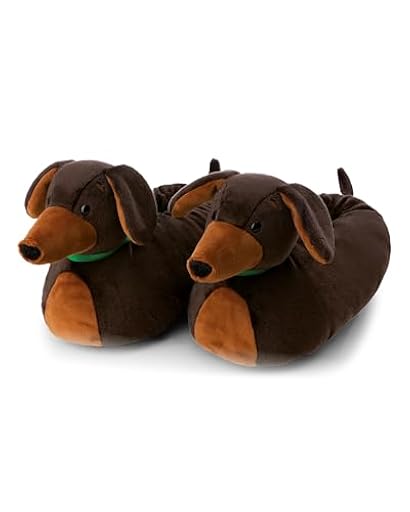 Zapatillas de estar por casa Perro salchicha, 40-43 (L), marrón, cálidas, de pelo, para niños y personas adultas, con diseño de animal y suela antideslizante, 62361 | Ya disponible en tu tienda friki favorita! En mundofriki.es!