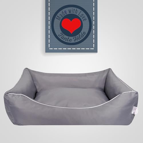 Tante Hilde Hundebett Norderney XXL (100x80x25) Grau – Waschbar, Robust und Gemütliches Hundebett & Hundekorb in Verschiedenen Größen – Ideal für mittelgroße Hunde z.B. Australian Shepherd, Collie