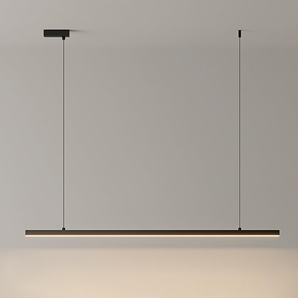 LYMSXAZOU Black Pendant Light Linear Chandelier Ceiling Lamp LED Kitchen Island Lighting Fitting Long Strip Hanging Dining Table Fixture Office Chandeliers