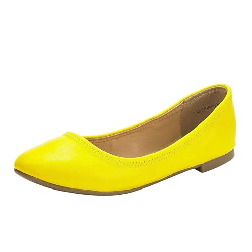 DREAM PAIRS Women's Sole-Happy Ballerina Walking Flats Shoes 6 Yellow