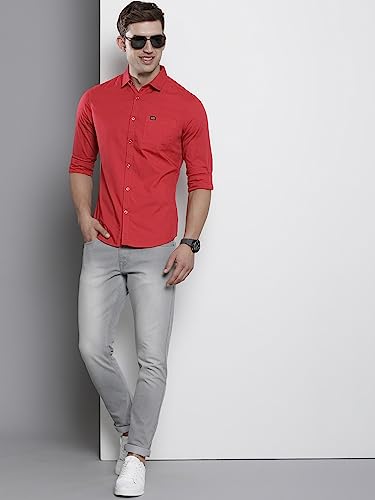 Image of The Indian Garage Co Men Slim Fit Solid Full Sleeves Cutaway Collar Casual Shirt