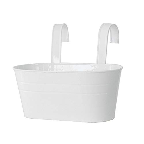 tJexePYK Metal Que cuelga del Gancho Macetas Balcón Flor Bucket Desmontable Tiesto Ganchos Dobles Azul de la Planta del Cubo (White) Cover