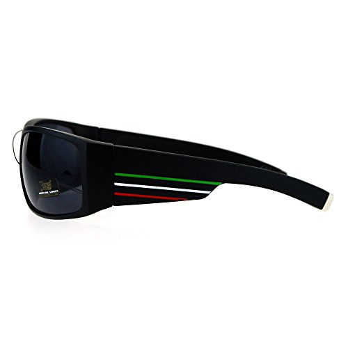 Locs Sunglasses Mens Thick Rectangular USA Mexico Rasta Colors Black UV 4004