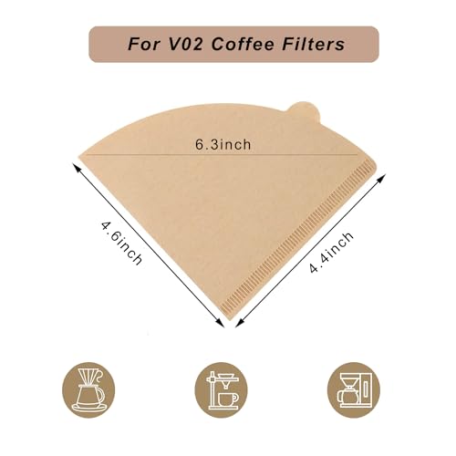 Adove Coffee Filter, Size 02 Cone Coffee Filters Disposable, 100 Count Unbleached Natural Paper Filters 2-4 Cup, 2 Cone For Pour Over and Drip Coffee Maker(100)