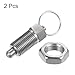 HARFINGTON 2Pcs Spring Plunger with Pull Ring M16x1.5 Thread Length Pin Dia.8mm Round Head Stainless Steel Non-Locking Retractable Index Plunger for Industrial Equipment