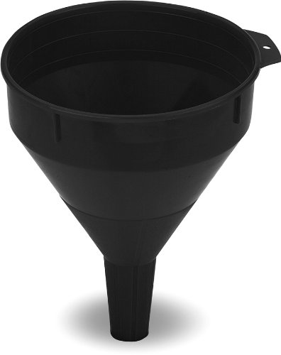 Lumax LX-1606 Black 2 Quart/4 Pint Plastic Funnel. Rigid, corrosion resistant, all-purpose funnel. Durable, oil resistant plastic construction. 2 quart (19 liter) capacity.