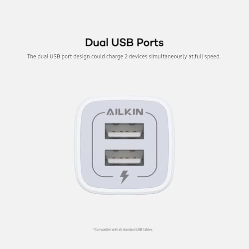 Image of 5Pack USB Wall Charger, Charger Adapter, AILKIN 2.1Amp Dual Port Quick Charge Plug Cube for iPhone 17 /Air /16e /16 /15 /14 /13 /12 /SE /11 Pro Max, Samsung Galaxy, Moto, Kindle Fire Charging Box Block