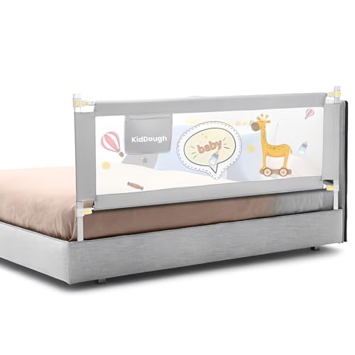 Image of KidDough Bed Rail Guard for Kids Safety 6ft - 1 Side, Grey | Bed Rail for Baby Safety, Adjustable Height, Foldable Safeguard for Baby Proofing