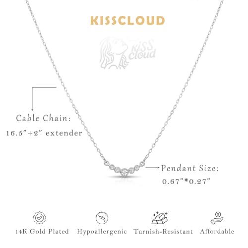 Image of Gold Silver Necklace for Women, Dainty Cubic Zirconia Pendant