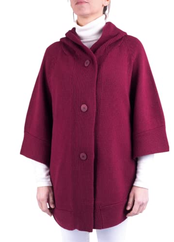 Kaschmir-Umhang für Damen, Kapuze, hergestellt in Italien, Merinowolle, Kaschmir, Schwarz, Beige, Weiß, Blau, Grau, Strick, Einheitsgröße, Geschenk für Winter, Paschhmina, bordeaux, Einheitsgröße Cover