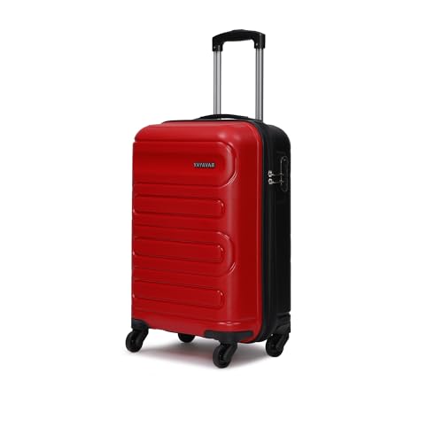 Image of Yayavar Tokyo Textured ABS Hard-Sided Suitcase Bag - 35L| Dual Color Trolley with 4 Spinner Wheels, Number Lock, Water Resistant | Luggage Bag for Travel (Red & Black, 56cm, Small)