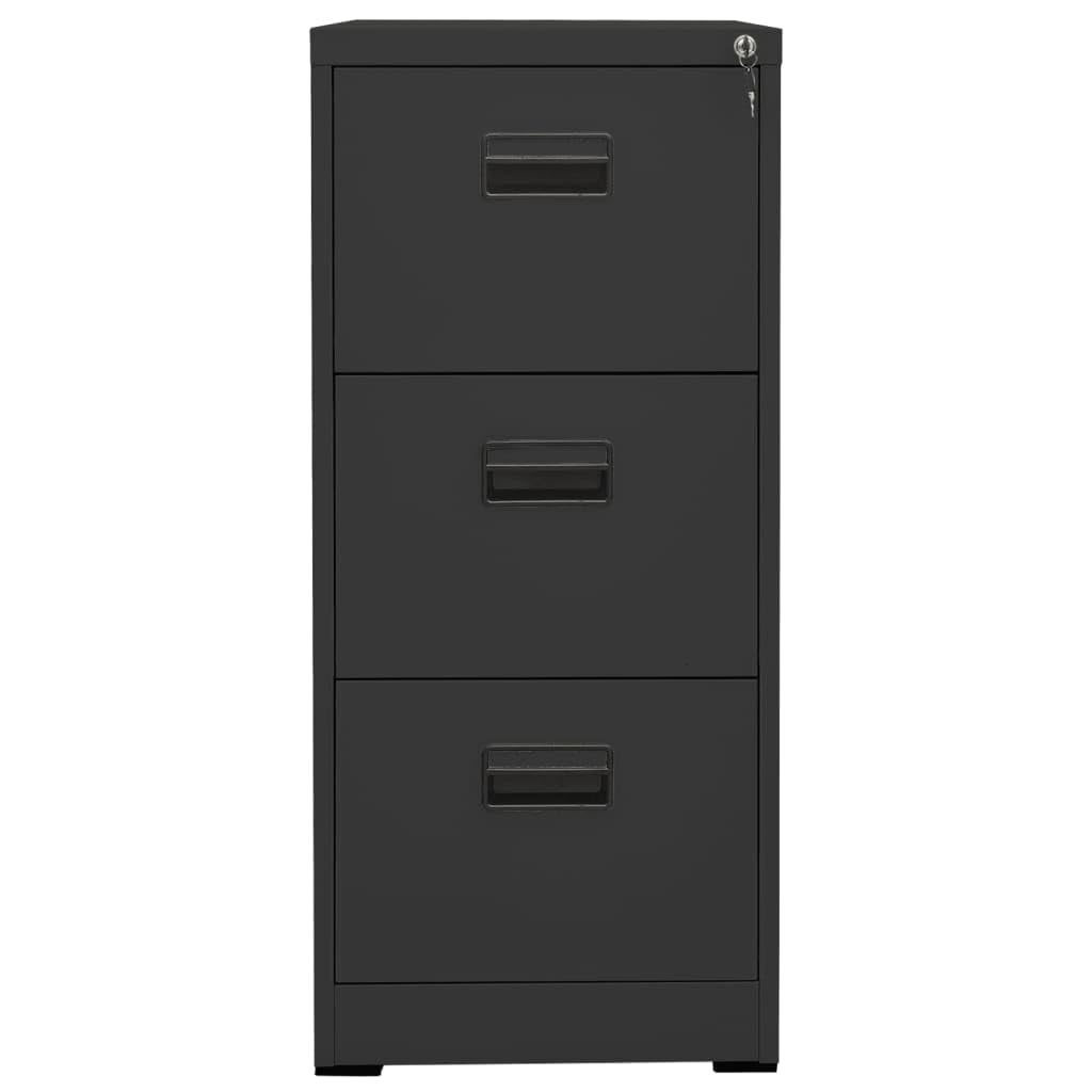Archivador de acero con cerradura, 46 x 62 x 102,5 cm, armario de oficina con 3 cajones, antracita, para carpetas A4 y Legal, diseño moderno