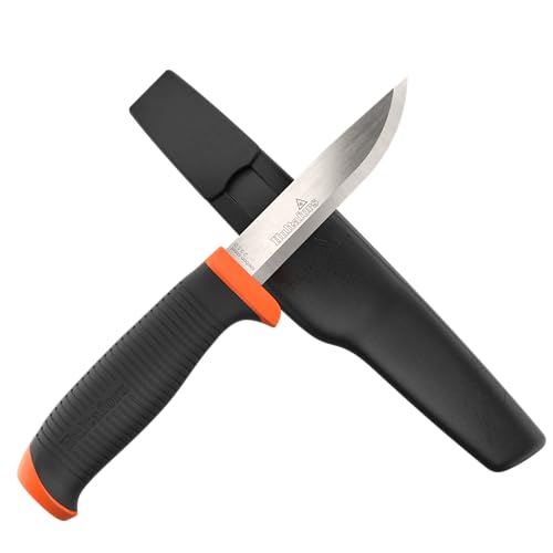Hultafors Craftsman’s knife HVK GH I All-purpose knife with non-slip Santoprene® handle and premium carbon steel blade I Including holster and holder for working trousers I 380210