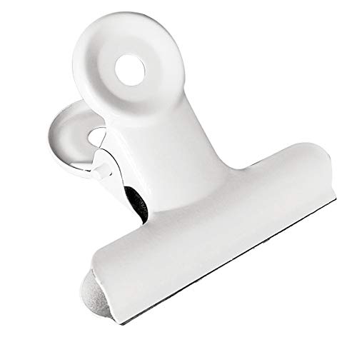 Coideal White Metal Bulldog Binder Clips, 20 Pack 2 Inch Large Hinge Paper Clips Round Clamps for Food Bags, Pictures Photos, Art Crafts, Home Office Supply (50 mm)