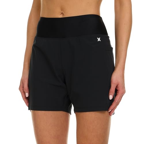 Hurley 5"/7" High Waisted Swim Shorts Women, Board Shorts with Pockets & Inner Liner, Quick Dry Swim Trunk, UPF 50+3