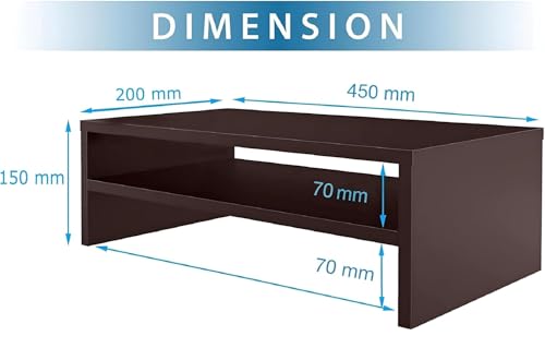 Image of Wooden Monitor Stand with Storage Organizer For Desk, Tables, Office, Home, Studio, Study Table | Desktop Ergonomic Monitor Stand Riser (Rosewood Brown, Large)