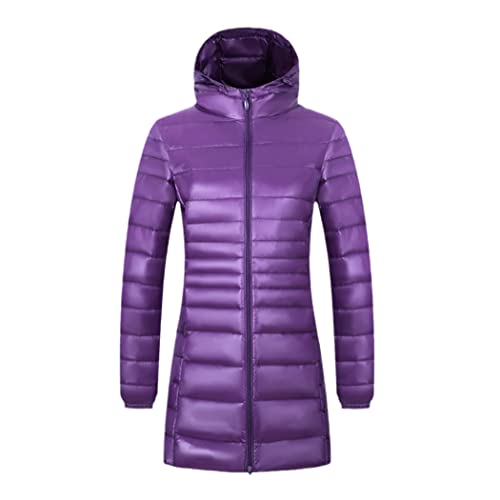 Manteau long femme en duvet violet idéal pour les balades urbaines en XXL