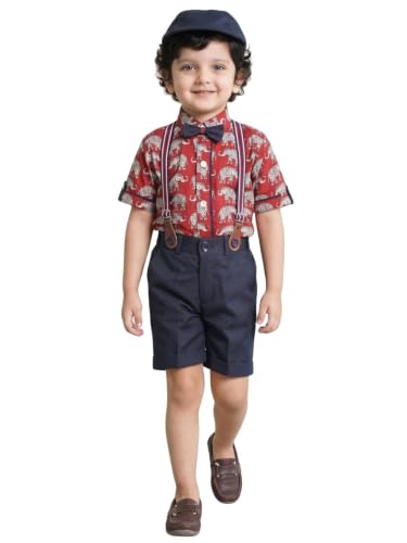 Image of AJ DEZINES Kids Casual Wear Clothing Cotton Shirt Short Set For Boys
