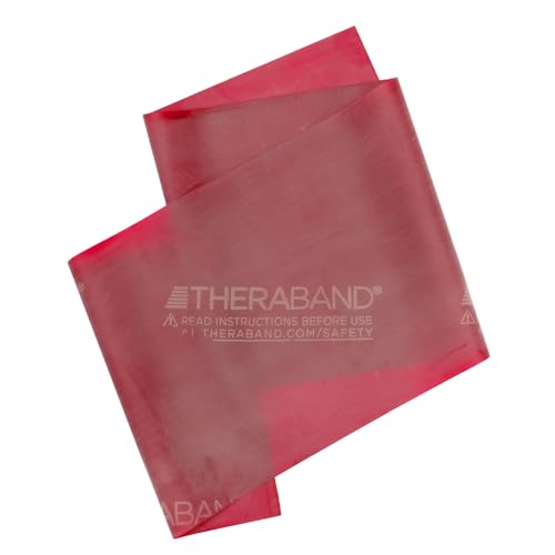 THERABAND Professional Resistance Band 6 Ft Medium Red Level 3 Latex Exercise Band for Physical Therapy Strength Training Pilates & Home Workouts