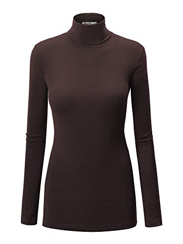 Image of Lock and Love Women's Turtleneck Top Lightweight Long Sleeve Slim Fit Pullover, Soft Rayon Stretch Layering Basic, S-3XL