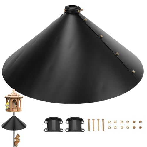 Squirrel Proof Bird Feeder with Baffle Dome & Seed Catcher Tray 18 Wrap Around Squirrel Baffle for Bird Feeder Pole Rat Proof Bird Feeder Universal Fit Squirrel Guard Rain Proof Bird Feeder Cover