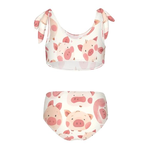 KLL Hand Drawn Cute Pig Heads Girl Two Piece Bikini Sets Quick-Dry Swimsuit Swimming Suits Cute Shoulder Strap2