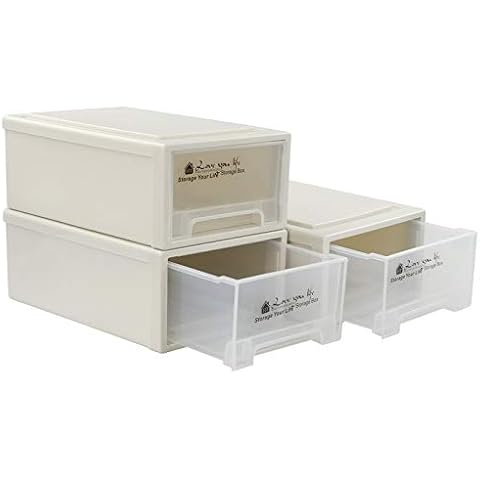 Qqbine 6.8 Litre Clear Stacking Storage Drawer Unit Plastic Frontbox, 3 Packs Cover