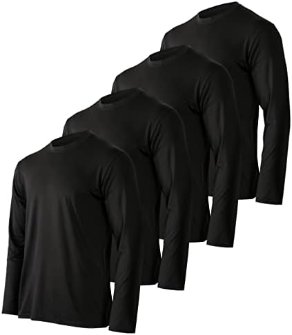 4 Pack:Mens Long Sleeve T-Shirt Workout Clothes Quick Dry Fit Gym Tee Shirt Athletic Active Performance Casual Moisture Wicking Exercise Clothing Running Cool Sport Training Undershirt Top-Set 8-XL