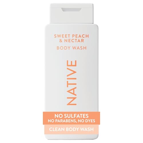Image of Native Clean Body Wash, Gentle & pH-balanced for Sensitive Skin, 24-Hr Freshness for Women & Men, Vegan & Cruelty-Free, Free of Sulfates & Parabens, Sweet Peach & Nectar, 18 fl oz