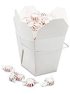 Chinese Take Out Food Boxes,Wedding Favor/Gift Boxes,White with Metal Wire Handle Containers, 16 oz. (50)