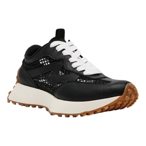 Steve Madden Women's Campo Sneaker, Black Mesh, 6.5